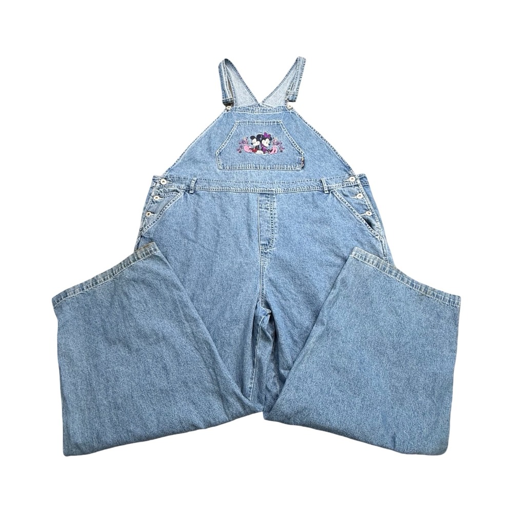 Mickey & Minnie Unlimited Overalls Women 24W Blue Denim Disney Vintage 90's